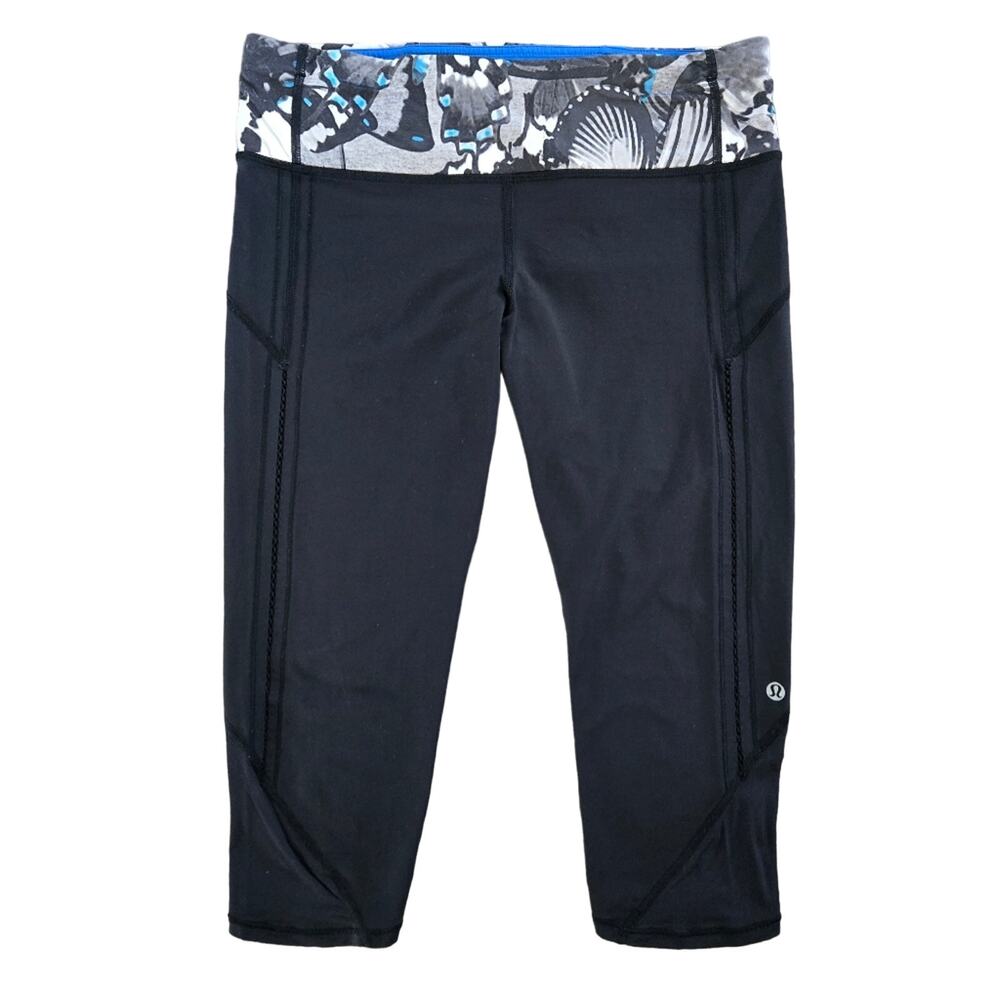 Lululemon Women's Pace Rival Crop Legging Black Grey Blue Size 6